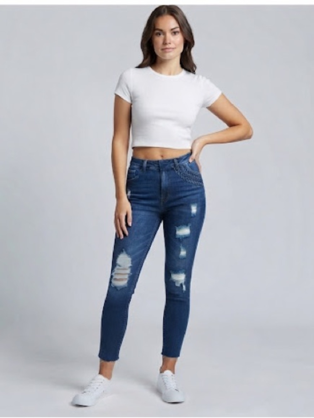 Monkey Ride Original Vintage Stylish Blue Destroyed Women Jeans